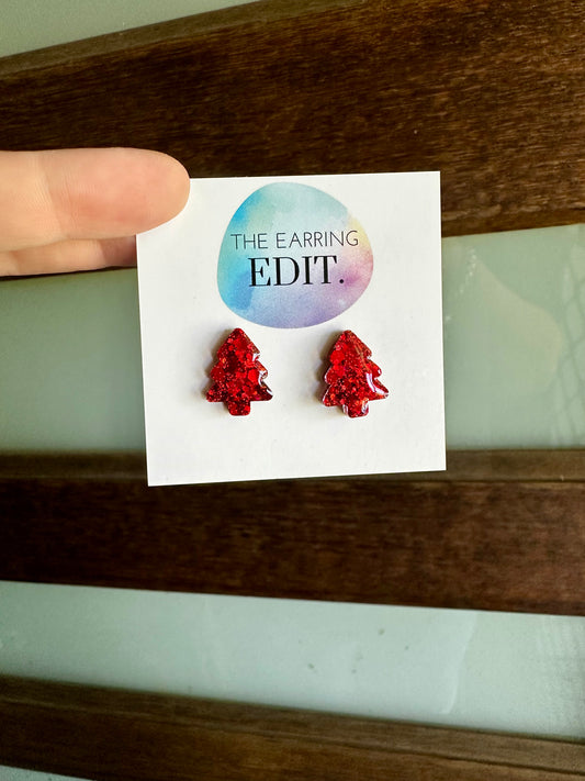 Ruby Christmas Tree Studs
