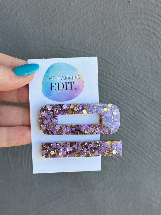 Amethyst Glow Hair Clips