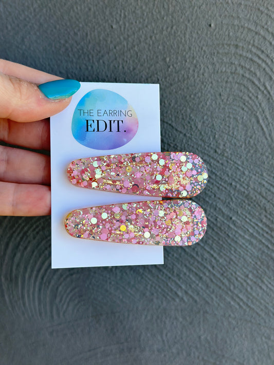 Rosé Sparkle Hair Clips