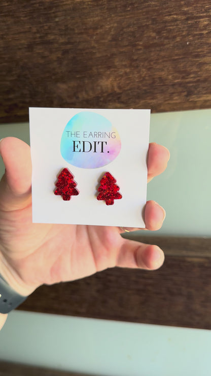 Ruby Christmas Tree Studs