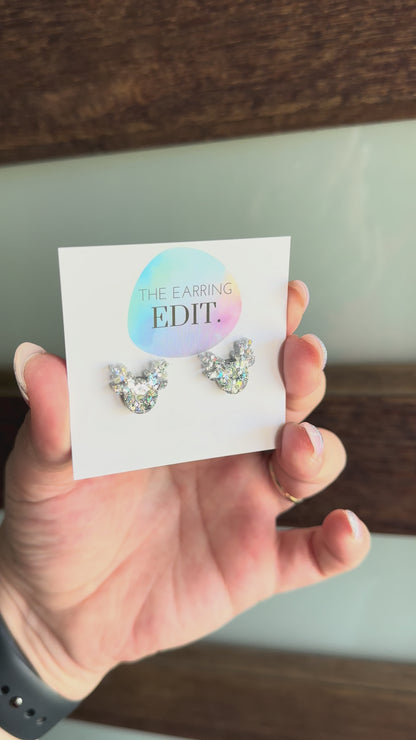 Silver Sparkle Reindeer Studs